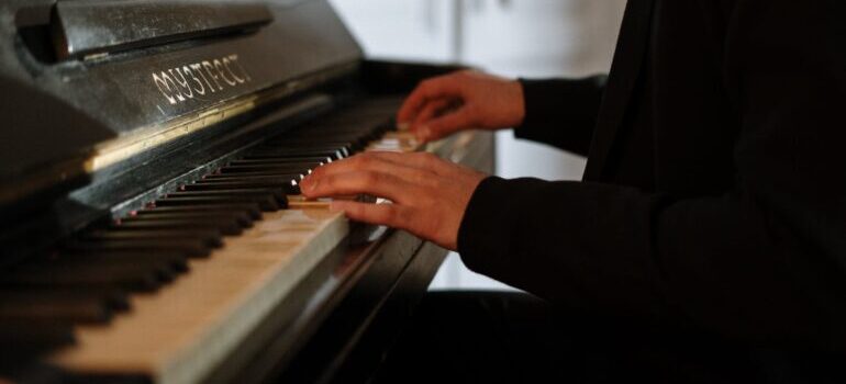 A person playing a piano